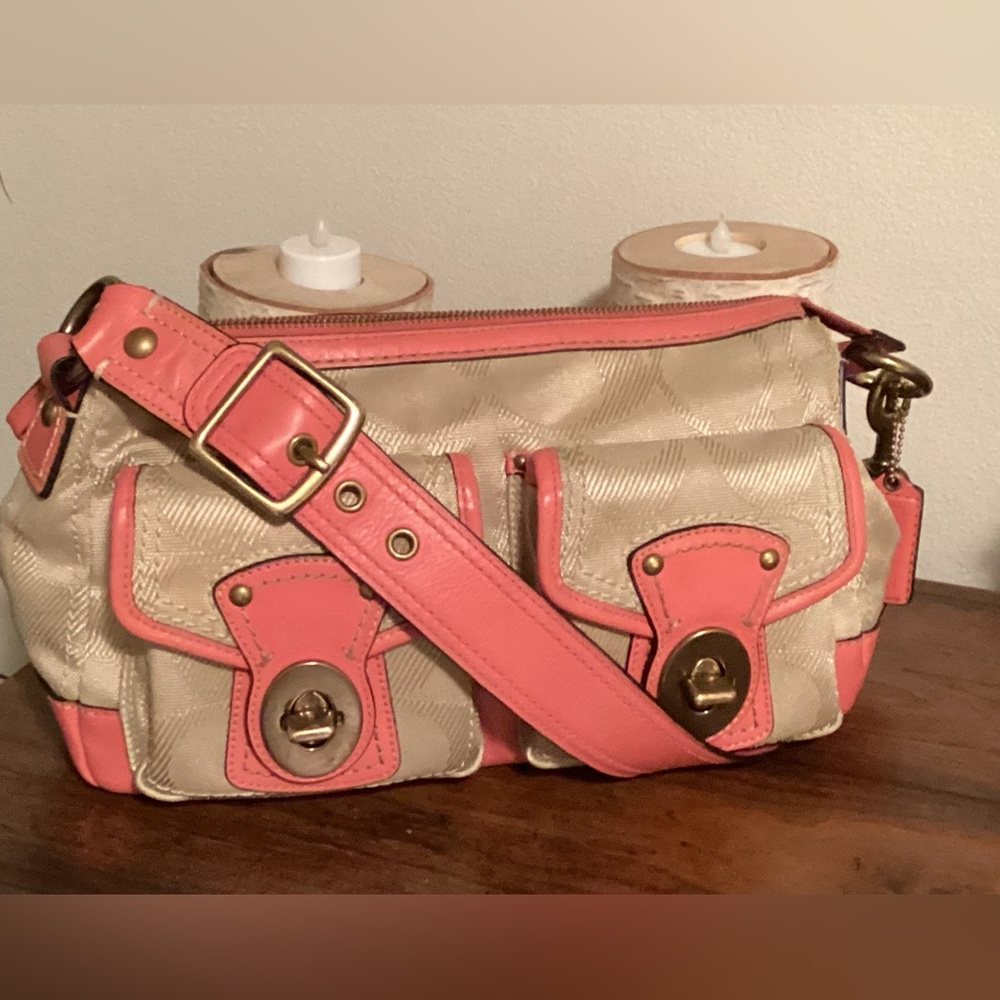 Coach Pink Cream Pocketed Shoulder Bag
